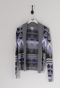 Patterned knit cardigan purple & grey medium- bv11968