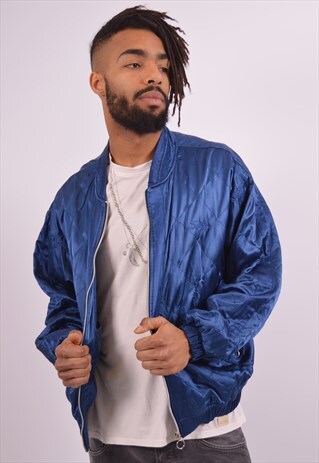 MENS VINTAGE BOMBER JACKET XL BLUE 90S