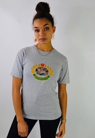 RARE BURBERRY EMBROIDERED CREST T SHIRT