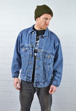 VINTAGE MID BLUE LINED DENIM JACKET
