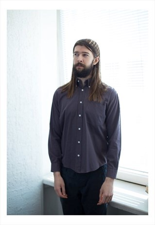 VINTAGE 80'S BROWN/PURPLE CHECKED SHIRT