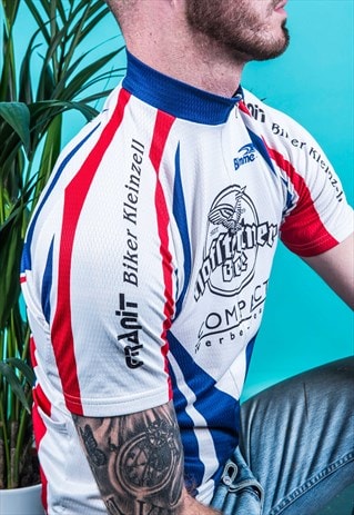 VINTAGE SPORTS T-SHIRT IN WHITE, BLUE AND RED