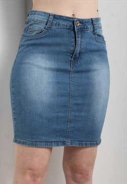 Vintage Y2K Denim Mini Skirt Blue - W28