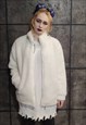 BASIC FLEECE JACKET HIGH NECK FLUFFY PULLOVER IN WHITE