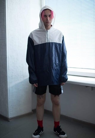 VINTAGE 90'S COLOUR BLOCK RAIN HOODIE
