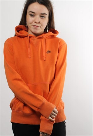 VINTAGE NIKE SPELL OUT LOGO HOODIE IN ORANGE