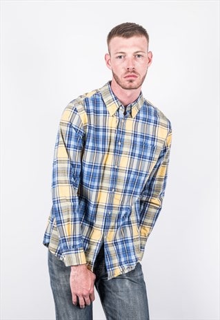 VINTAGE BLUE AND YELLOW CHECKED TOMMY HILFIGER SHIRT