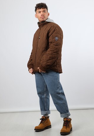 VINTAGE TOMMY HILFIGER XL BROWN QUILTED JACKET
