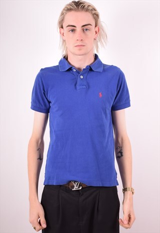 POLO RALPH LAUREN MENS VINTAGE POLO SHIRT SMALL BLUE 90S