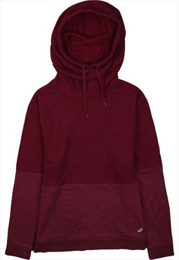 Vintage 90's Asics Hoodie Plain Pullover Burgundy Red XLarge