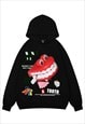 TEETH PRINT HOODIE PSYCHEDELIC PULLOVER RAVER TOP IN WHITE