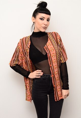 VINTAGE 90'S HIPPIE INDIE PATTERNED OVERSIZED SHIRT