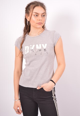 VINTAGE DKNY T-SHIRT TOP GREY