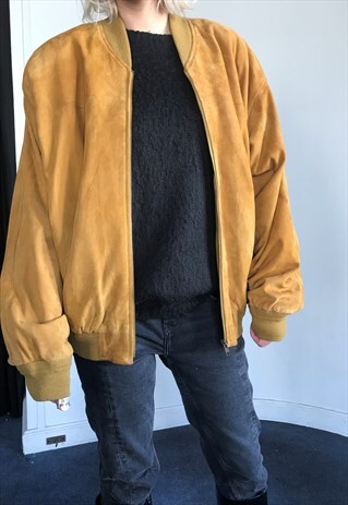 VINTAGE 90' UNIQUE BOHO SUEDE UNISEX BOMBER JACKET