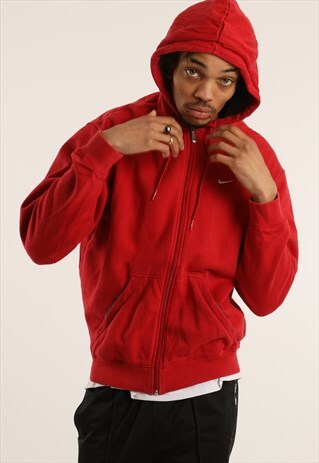 VINTAGE NIKE EMBROIDERED LOGO ZIPPED HOODIE
