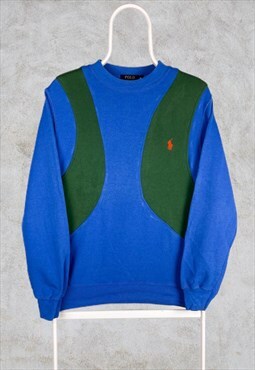Vintage Reworked Ralph Lauren Sweatshirt Blue Green Small