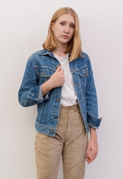 Vintage LEE 90's 80's Denim Button Up Jacket Blazer Blue