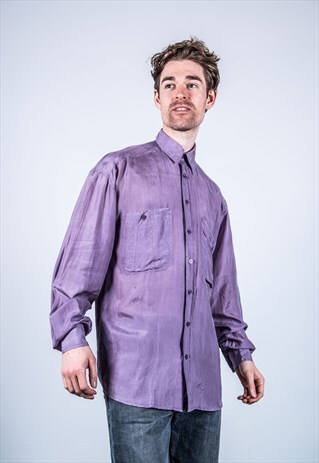 VINTAGE 1980S PURPLE SILK SHIRT