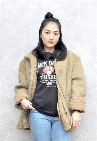 VTG 70S BEIGE FAUX SHEEPSKIN BORG SHORT JACKET