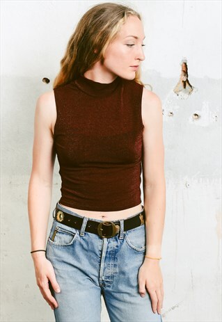 VINTAGE 80S METALLIC TURTLENECK TOP