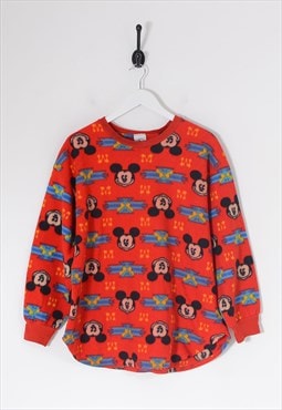 Vintage DISNEY Mickey Mouse Fleece Sweatshirt Red M BV8159