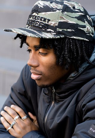 PROGRESS PINCH PANEL SNAPBACK CAP IN TIGER CAMO