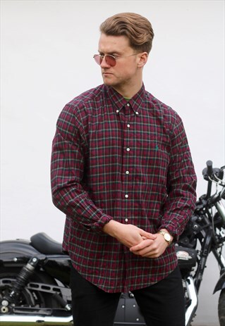 RALPH LAUREN USA GRUNGE BERRY PLAID SHIRT