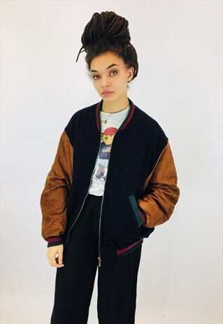 VINTAGE SUEDE VARSITY BOMBER JACKET