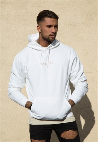 WHITE HOODIE CARAMEL PRINT