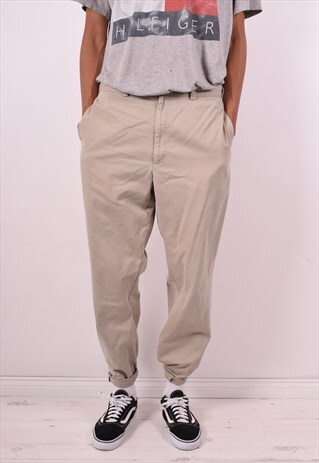 TOMMY HILFIGER MENS VINTAGE TROUSERS W36 L32 BROWN 90S