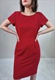 VINTAGE 90'S RED BUTTON BACK SHIFT DRESS