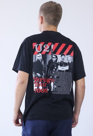 2005 VINTAGE MENS U2 VERTIGO WORLD TOUR BIG LOGO T-SHIRT