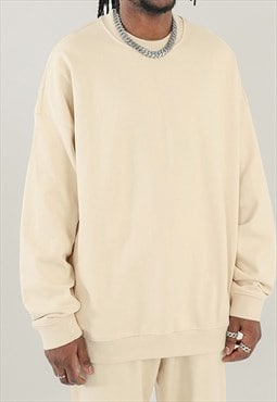Biege Heavy Cotton Oversized Sweatshirts Unisex 