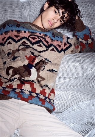 RARE VINTAGE RALPH LAUREN MULTI COLOUR KNITTED JUMPER