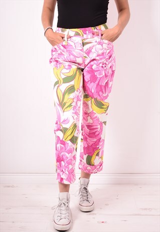 DOLCE & GABBANA WOMENS VINTAGE TROUSERS W32 L26 MULTI FLORAL