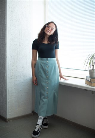 VINTAGE LIGHT BLUE MIDI SKIRT