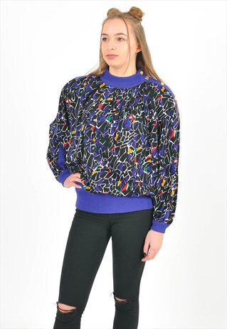 VINTAGE 80'S JUMPER IN ABSTRACT PRINT