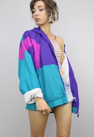 VINTAGE 80S 90S OVERSIZED SHELL SUIT FESTIVAL JACKET