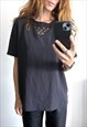 Goth Glam Elegant Evening going Out Black Top Blouse L