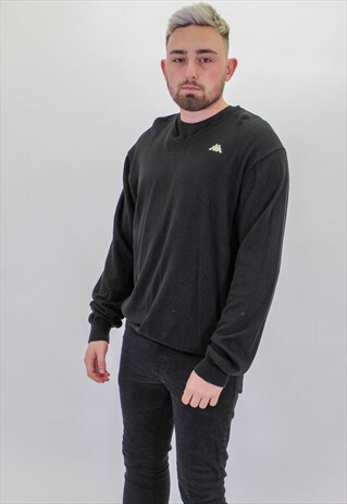 VINTAGE KAPPA SWEATER JUMPER IN BLACK XL
