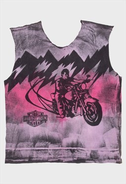 Harley davidson pink/purple tie-dye scoop sleeveless T-shirt