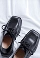 SQUARE TOE HIGH FASHION SMART SHOES FAUX LEATHER BROGUES 
