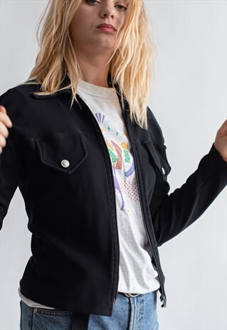 VINTAGE 90S GRUNGE MINIMAL JACKET IN BLACK