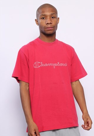 VINTAGE CHAMPION BIG LOGO SPELLOUT T-SHIRT RED
