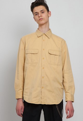 VINTAGE YELLOW FADED GLORY LONG SLEEVE COTTON SHIRT