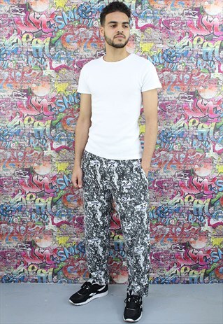 VINTAGE 90S PATTERNED FESTIVAL TROUSERS. FUNKY. UNISEX.