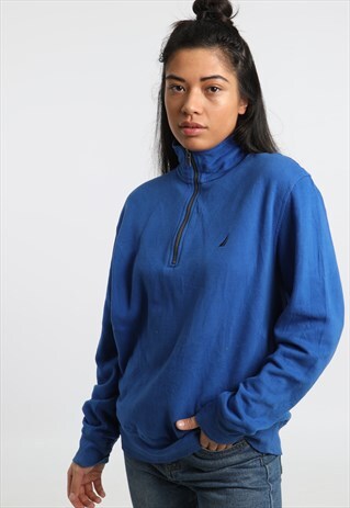 90S NAUTICA EMBRODIERED LOGO 1/4 ZIP SWEATSHIRT