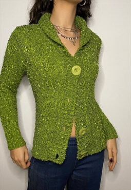 Y2K Green Knit Button up Cardigan