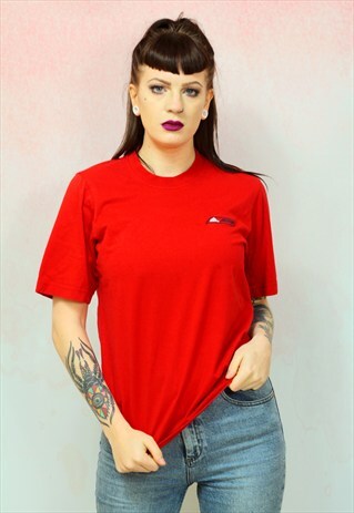 1990S VINTAGE RED BRANDED CASUAL SPORTS T-SHIRT