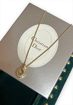 Vintage Dior necklace gold tone chain diamante faux gem